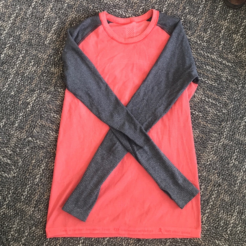 Pink and grey lululemon workout top, size S/M